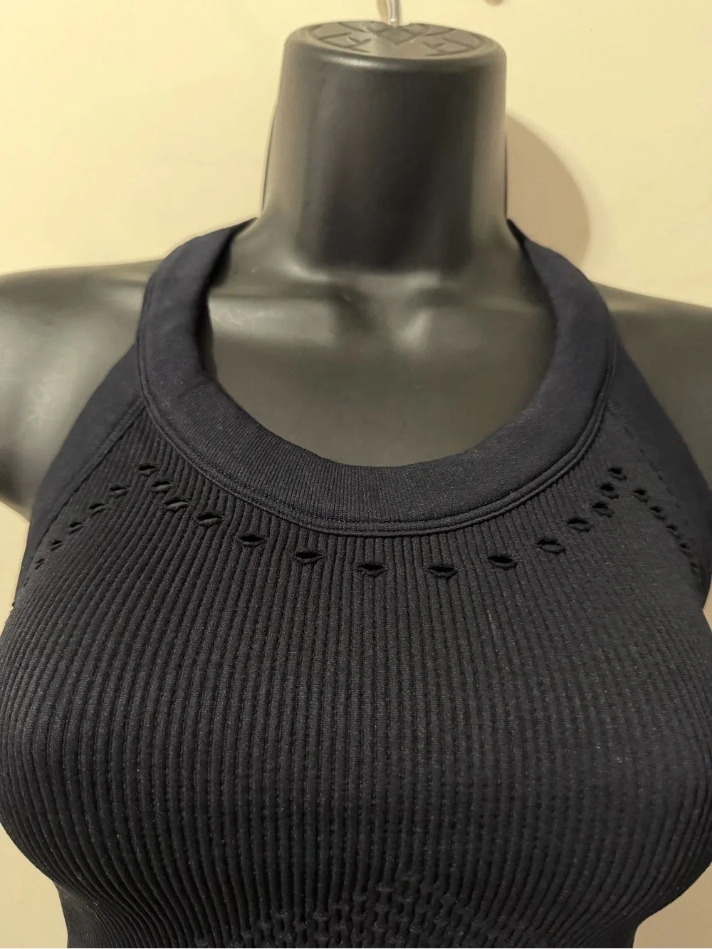 Free People movement Women's Black Ribbed Knit Halter Crop Top Size XS